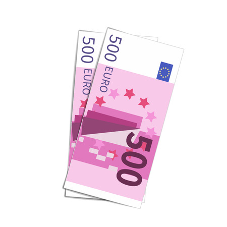 Couple of simple five hundred euro banknotes on whiteのイラスト素材