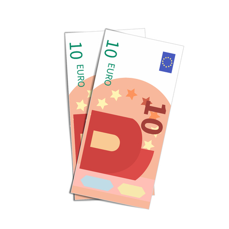 Couple of simple ten euro banknotes isolated on whiteのイラスト素材