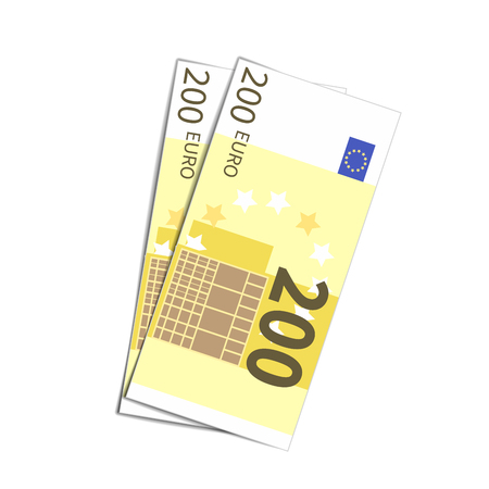 Couple of simple two hundred euro banknotes isolated on whiteのイラスト素材