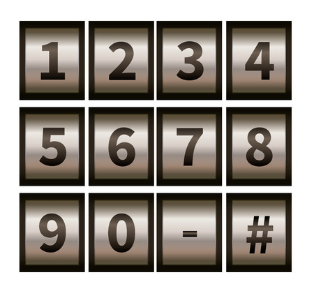 Padlock wheel code numbers isolated on whiteのイラスト素材
