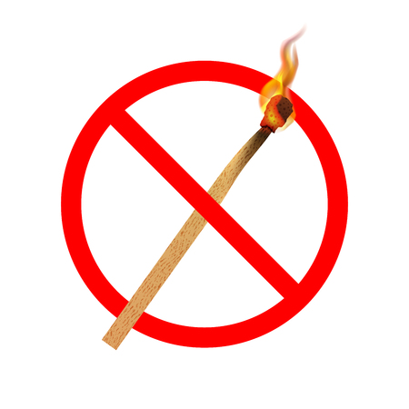 Fire not allowed, red forbidden sign isolated on whiteのイラスト素材
