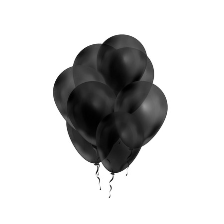 Bright bunch of luxury black balloons isolated on whiteのイラスト素材