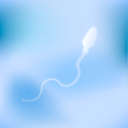 White spermatozoid cell, microscopic view on soft blueのイラスト素材