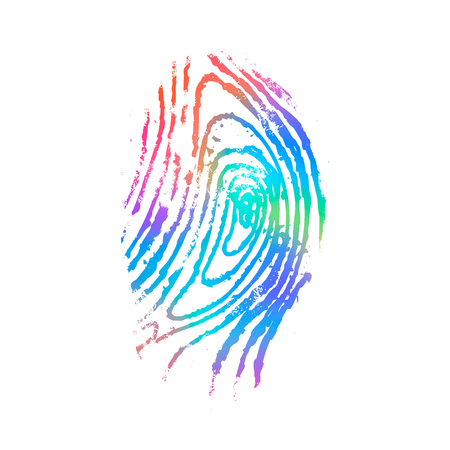Detailed fingerprint in holographic colours isolated on whiteのイラスト素材