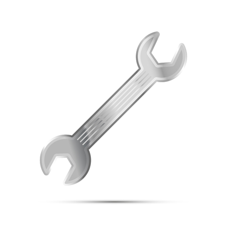 Bright glossy metal wrench, work tool isolated on whiteのイラスト素材
