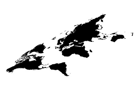 Black worldwide map in isometric view isolated on whiteのイラスト素材