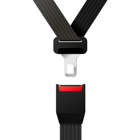 Realistic black safety belt on whiteのイラスト素材