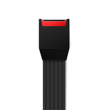 Realistic safety belt lock with red button on whiteのイラスト素材
