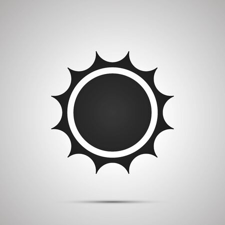 Sun with spiny rays, simple black icon with shadow on grayのイラスト素材