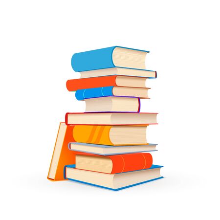 Stack of colorful textbooks on whiteのイラスト素材
