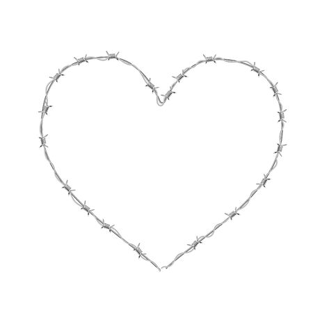 Heart shaped realistic glossy barbed wire on whiteのイラスト素材