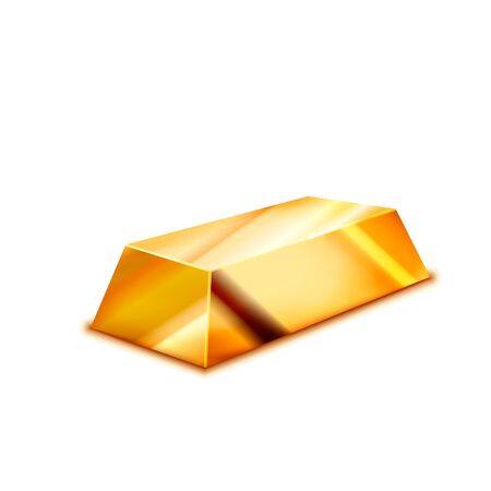 Bright realistic glossy golden ingot on whiteのイラスト素材