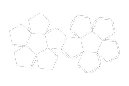 Paper dodecahedron template, trim scheme isolated on whiteのイラスト素材