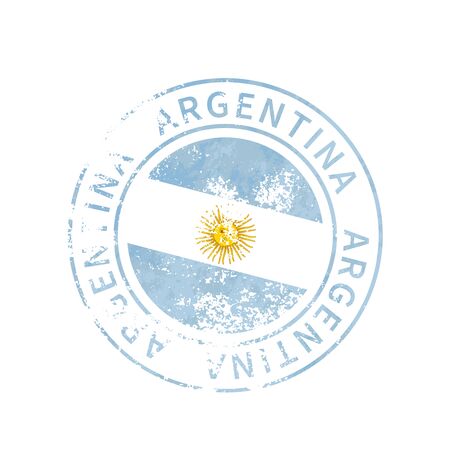 Argentina sign, vintage grunge imprint with flag on whiteのイラスト素材