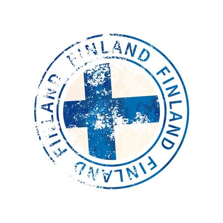 Finland sign, vintage grunge imprint with flag on whiteのイラスト素材