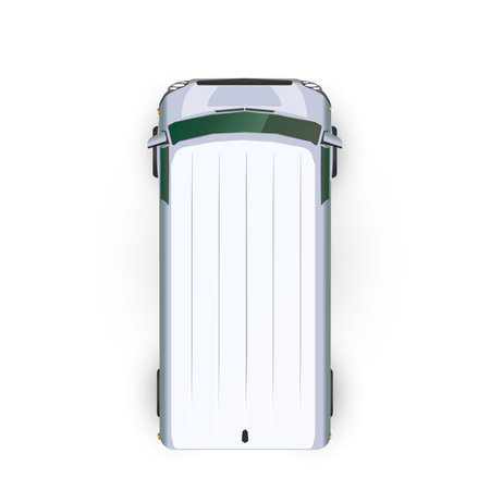 Top view of realistic glossy white van, car on whiteのイラスト素材