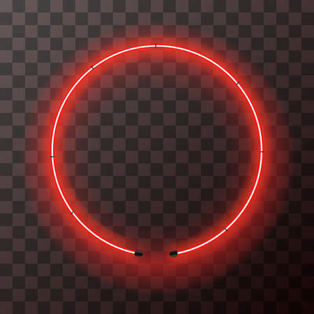 Red neon round frame, template on transparent backgroundのイラスト素材