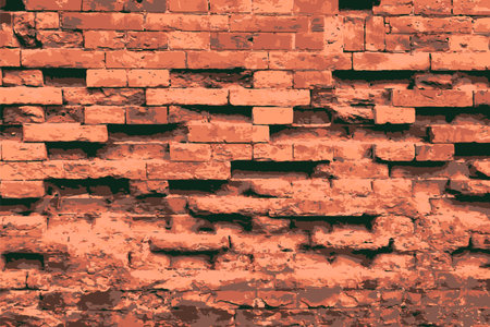 Realistic red brick wall in vintage styleのイラスト素材
