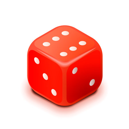 Realistic red casino dice in isometric view on whiteのイラスト素材
