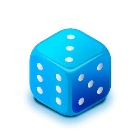 Realistic blue casino dice in isometric view on whiteのイラスト素材