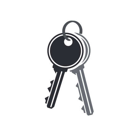 Couple of door keys, simple gray icon isolated on whiteのイラスト素材