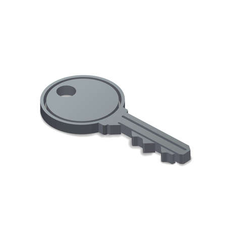 3D door key simple icon in isometric view on whiteのイラスト素材