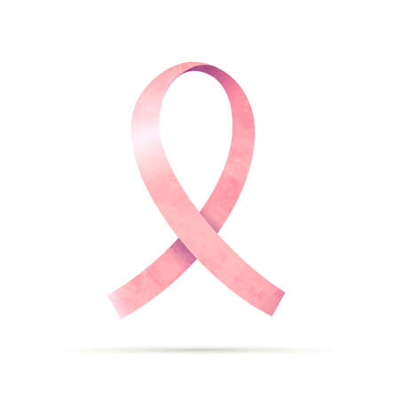 Pink realistic AIDS ribbon icon on whiteのイラスト素材