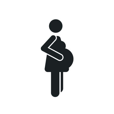 Pregnant woman detailed black icon on the whiteのイラスト素材