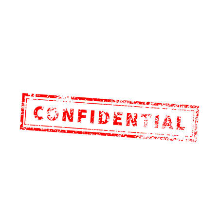 Confidential bright red vintage grunge stamp on whiteのイラスト素材