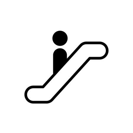 Escalator with simple man icon, elevator symbol on whiteのイラスト素材