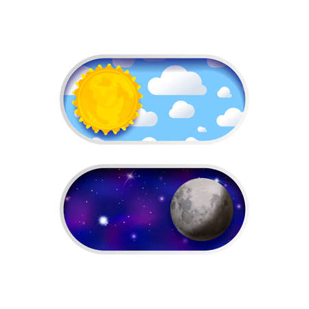 Day and night toggle switch buttons on whiteのイラスト素材