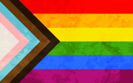 Progress pride flag with grunge texture, LGBT community signのイラスト素材