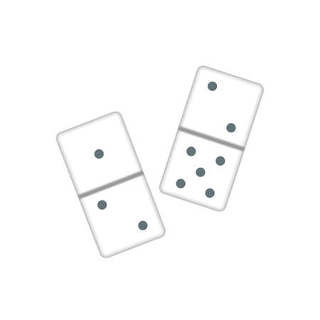 Couple of realistic white dominoes pieces on whiteのイラスト素材