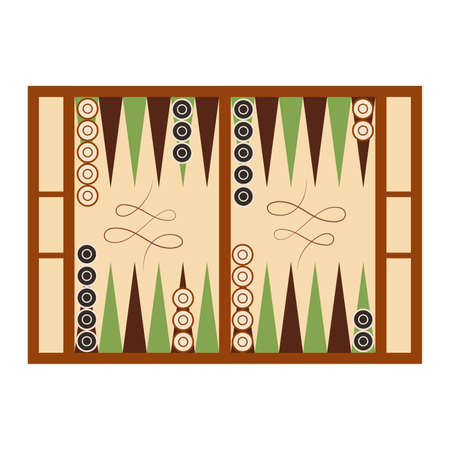 Classic backgammon game field in start position on whiteのイラスト素材
