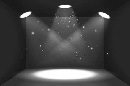 Empty space of the black box with light sourcesのイラスト素材