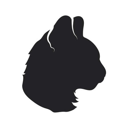 Detailed cat profile silhouette, simple black icon on whiteのイラスト素材