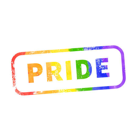Grunge stamp imprint PRIDE LGBT in rainbow colours on whiteのイラスト素材