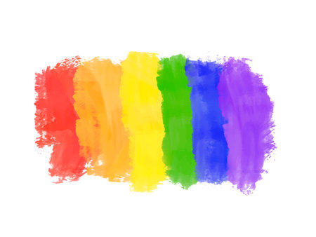 Rainbow paint strokes in PRIDE LGBT flag colours on whiteのイラスト素材