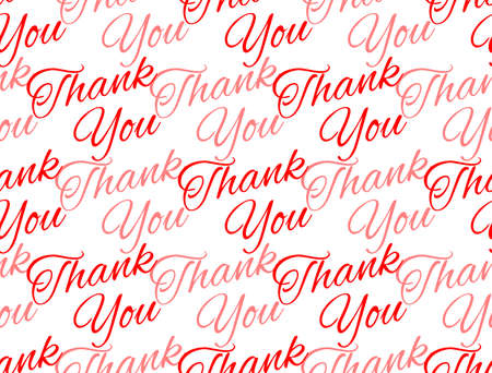 Thank You, bright red script lettering, seamless patternのイラスト素材