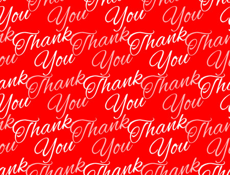 Thank You, script lettering, seamless pattern on redのイラスト素材
