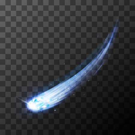 Shiny comet explosion with trace on transparent backgroundのイラスト素材