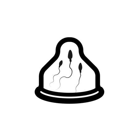 Condom with sperm, simple black icon on whiteのイラスト素材