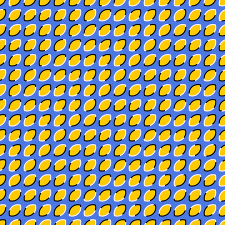 Optical illusion seamless pattern in yellow and blue coloursのイラスト素材