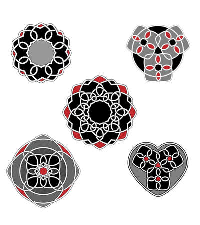 A set of celtic knotworks with hearts as main elementsのイラスト素材