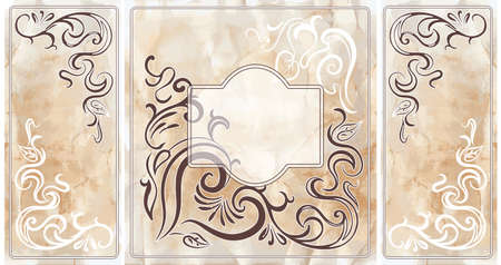 Wedding invitation cards with vintage floral elements. EPS 10のイラスト素材