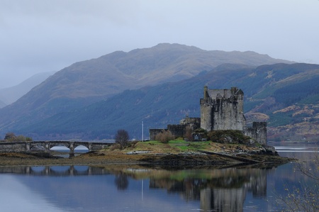 A Scottish castle in a Loch.