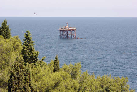 scientific hydrophysics platform in sea. の写真素材