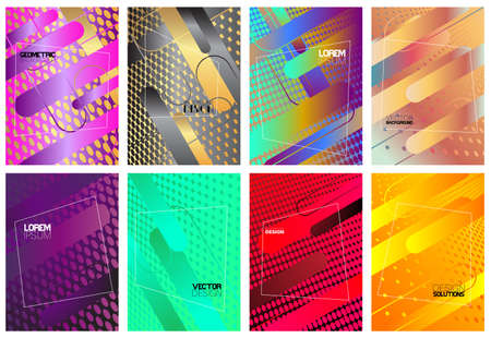 Modern poster template set with geometric patterns. Abstract Cover Design with creative Shapes with gradient.のイラスト素材