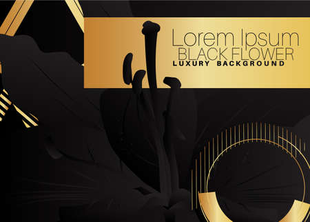 Minimalist premium floral exclusive background. Vector luxury black and golden gradient geometric flower elements.のイラスト素材