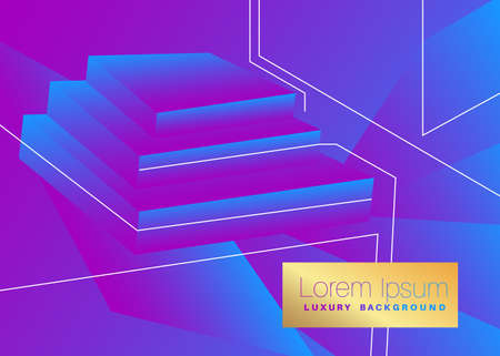 Minimalist purple premium exclusive background. Vector luxury purple, blue and golden gradient geometric elements.のイラスト素材